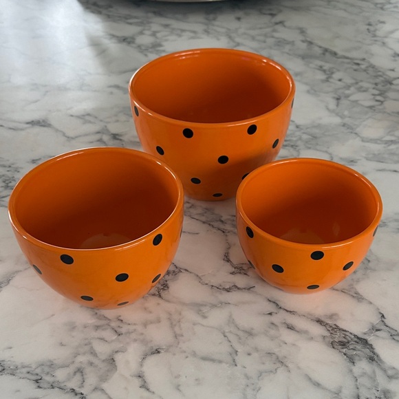 Vibrant Orange Polka Dot Bowls - Picture 2 of 3